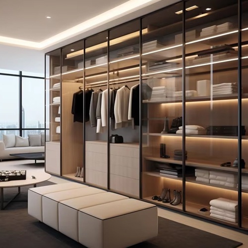 Aluminum Framed 6 Doors With Glass Home Customized Wardrobe Design for Dressing Room Walk in Close