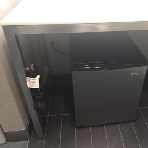 Bath Vanities with Minifridge and Airdryer Hook in Aloft by Marriiott