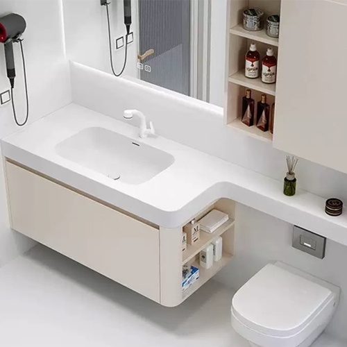 Corian artificial stone banjo style bathroom wall hung vanitytop