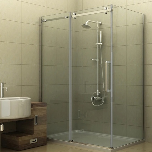 Frameless Barn Door Style Glass Shower Enclosure