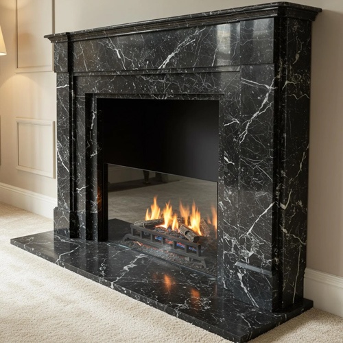 Marble and limestone reproduction fireplace mantel