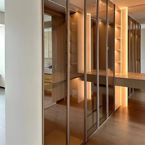 Modern Design Aluminium Frame Finish Glass Wardrobe Plastic MDF Door Home Office Hotel Clothes Storage Cabinet Bedroom Furniture
