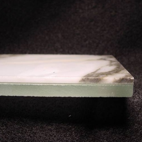 Translucent natural marble on glass