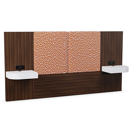 Upholstered Headboard with Wood Base and Frame in Hampton Inn and Suites