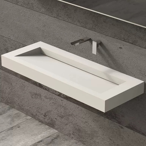 Wall mounted Corian lavatory ramp washbasin