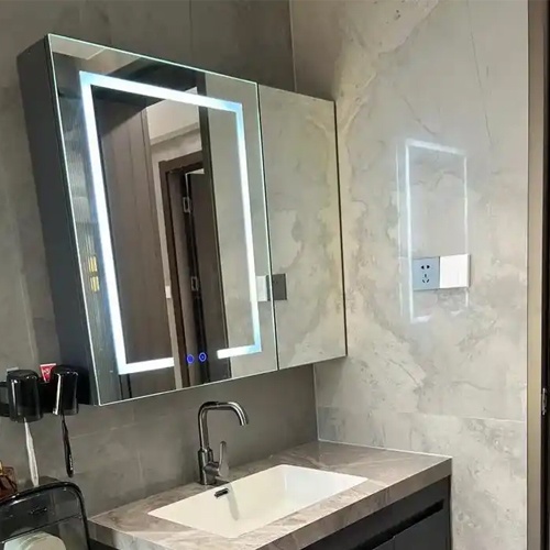 cabinet vanity mirror with LED lighting stripe