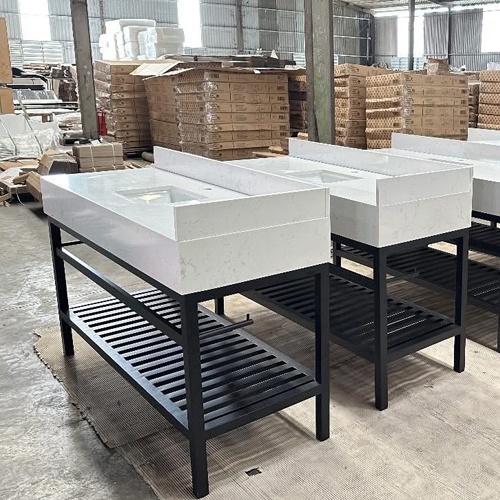 metal vanity with stone top for budget hotel and motel