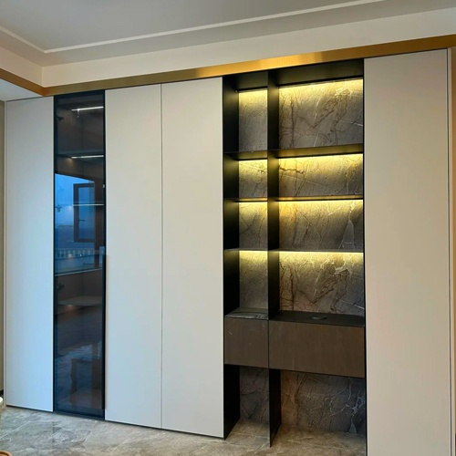 modern closet with wardrobe accessories