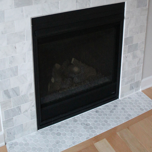 Carrara Marble Mosaic Tiles Fireplace