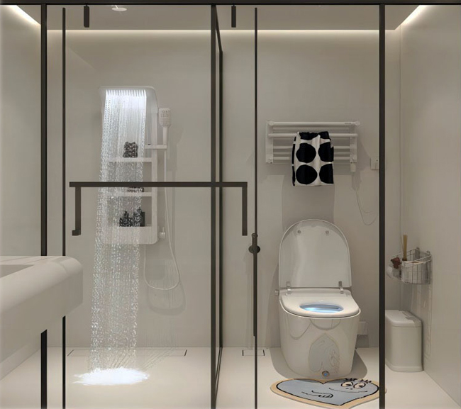 bathroom metal and glass partition