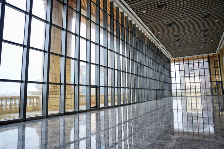 architectural curtain wall inside view