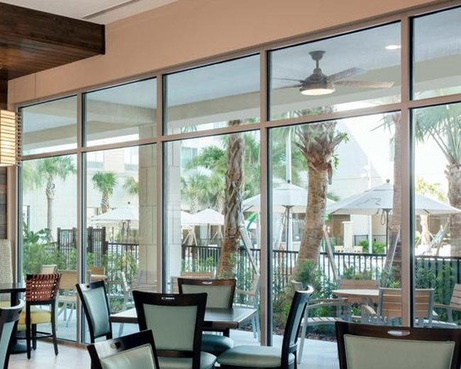 Aluminum storefront interior and exterior wall