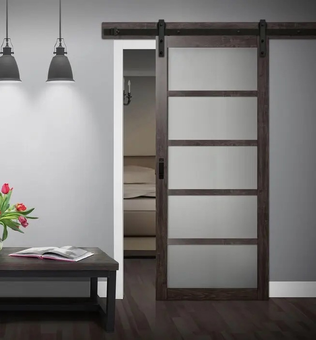 frosted glass barn door