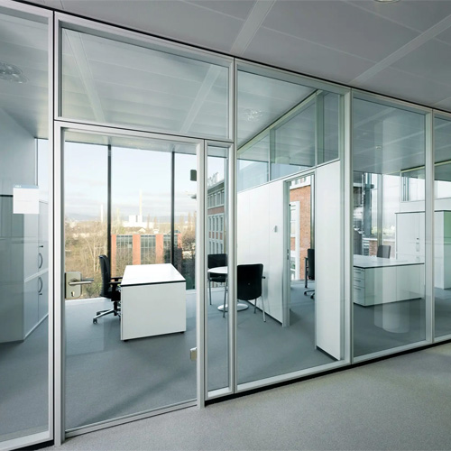 White powder finished alumnum framed glass office room partition