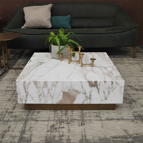hotel lobby coffee table by calacatta viola marble