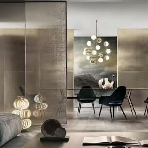 Architectural decorative laminated glass for interior door system