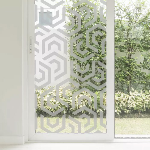 Frosted glass with intricated pattern