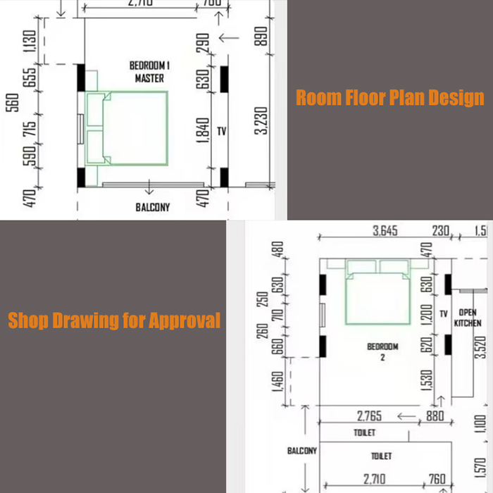 Room floor plan design and furniture shop drawing for approval