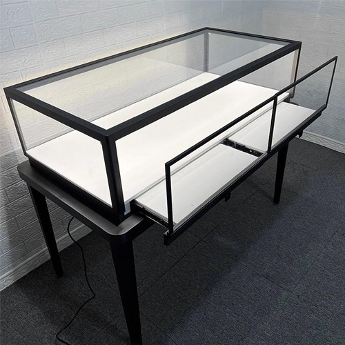 Display and exhibition jewelry cabinet with glass box