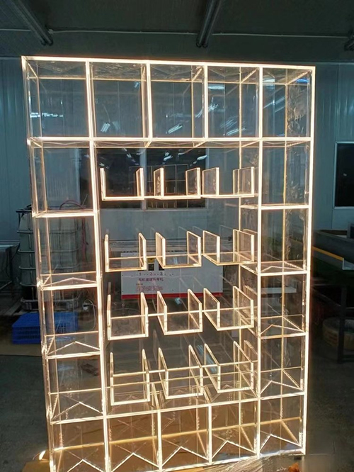 Illuminated acrylic glass display cabinet