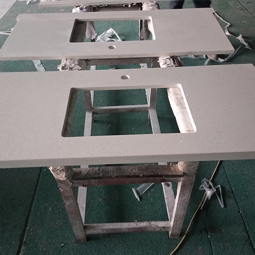 white sparkle quartz bathroom vanity top production