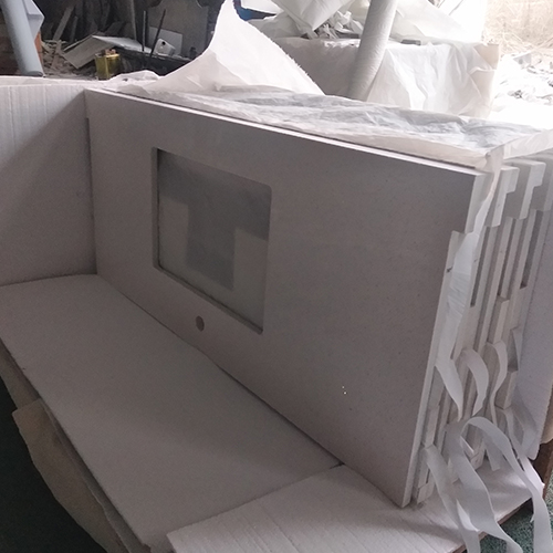 whtie quartz bathroom vanity top wooden crate package