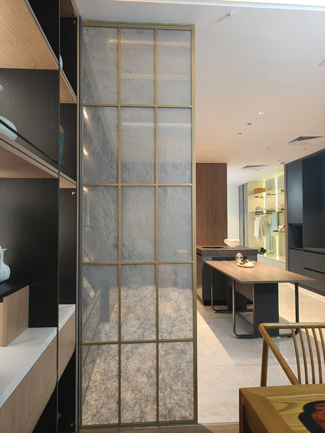 fabric laminated glass interior partition