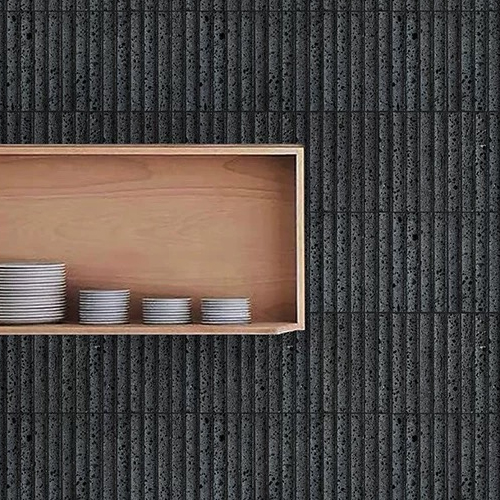 fluted texture surface lava stone mosaic tiles