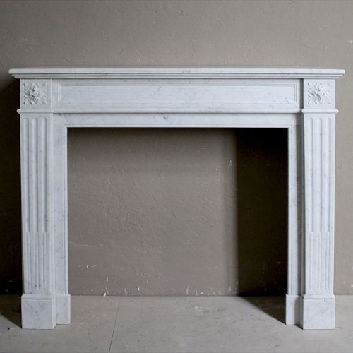 B French Style Louis XVI Marble Fireplace Mantel