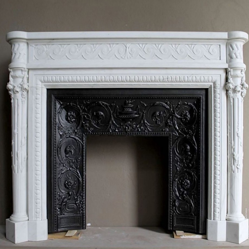C French Style Louis XVI Marble Fireplace Mantel