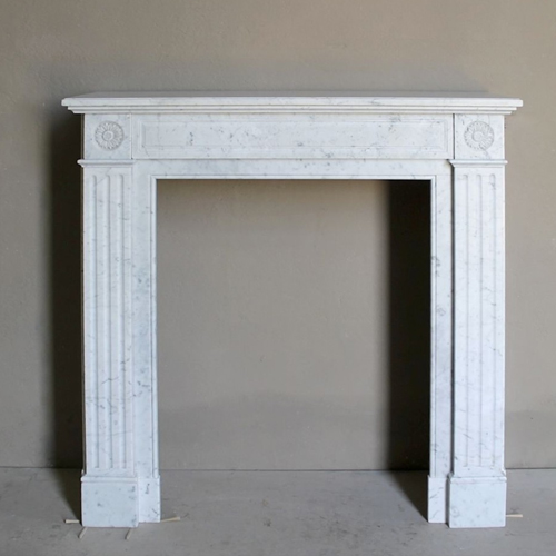 D French Style Louis XVI Marble Fireplace Mantel