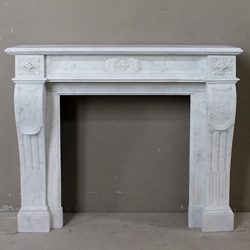F French Style Louis XVI Marble Fireplace Mantel