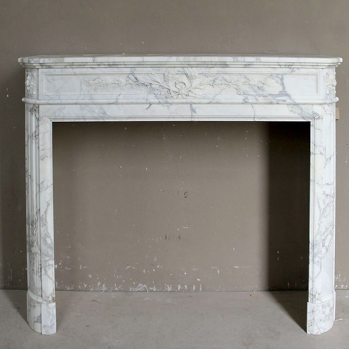 H French Style Louis XVI Marble Fireplace Mantel