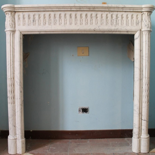 J French Style Louis XVI Marble Fireplace Mantel