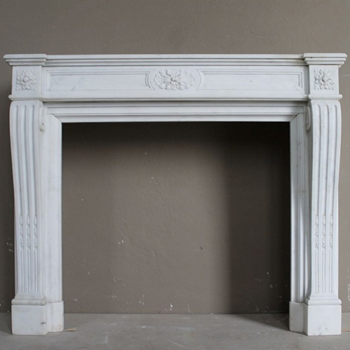 K French Style Louis XVI Marble Fireplace Mantel