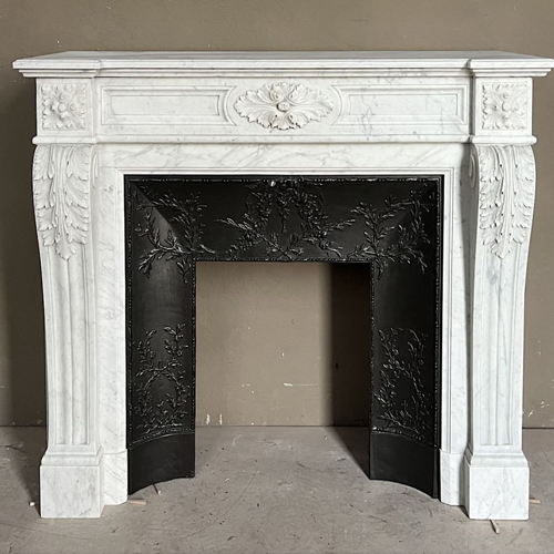 L French Style Louis XVI Marble Fireplace Mantel