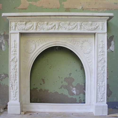 M French Style Louis XVI Marble Fireplace Mantel