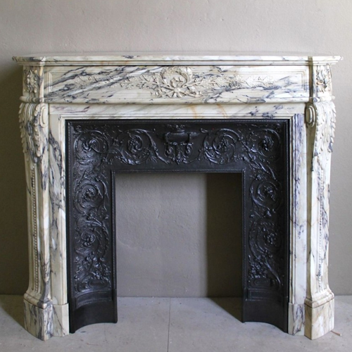 W French Style Louis XVI Marble Fireplace Mantel
