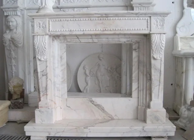 handcrafted fireplace mantel by marble White Carrara