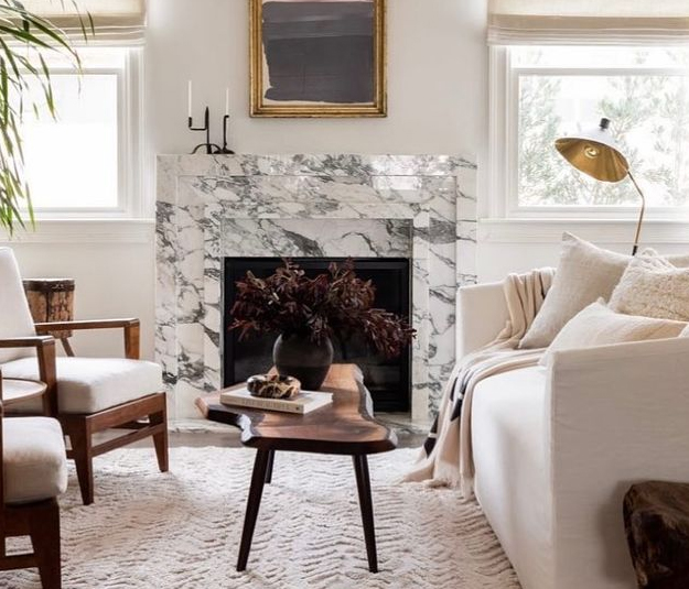 contemporary marble fireplace surround