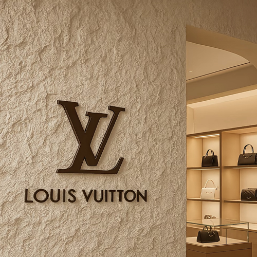 Limestone wall cladding with natural finish for Louis Vuitton Storefront Facade