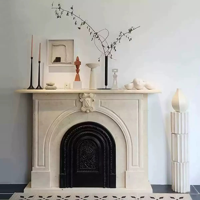 marble fireplace mantel showroom