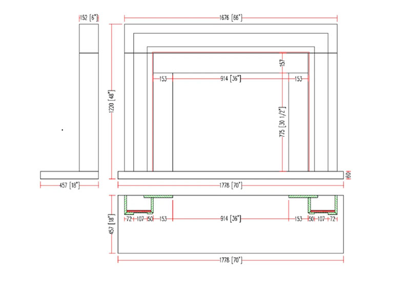 modern fireplace mantel cad shop drawing