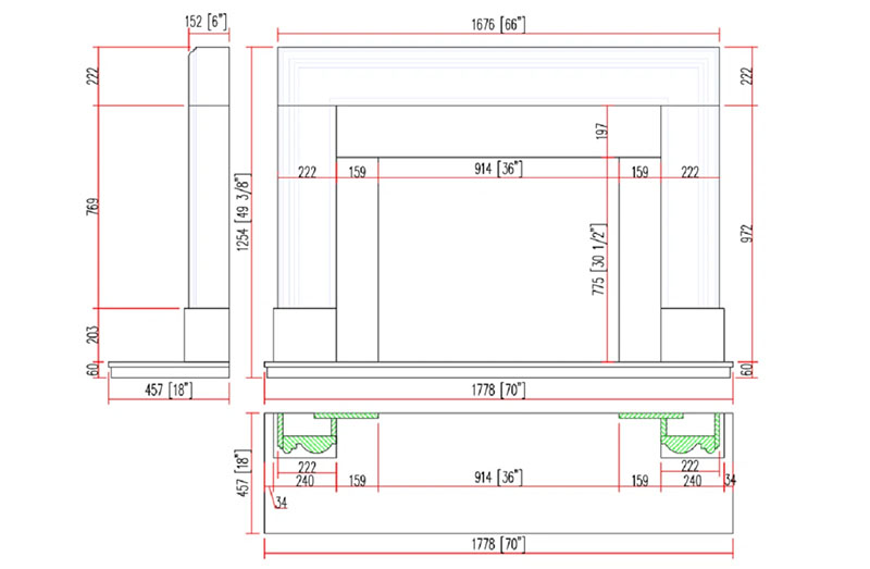 contemporary limestone fireplace mantel cad shop drawing