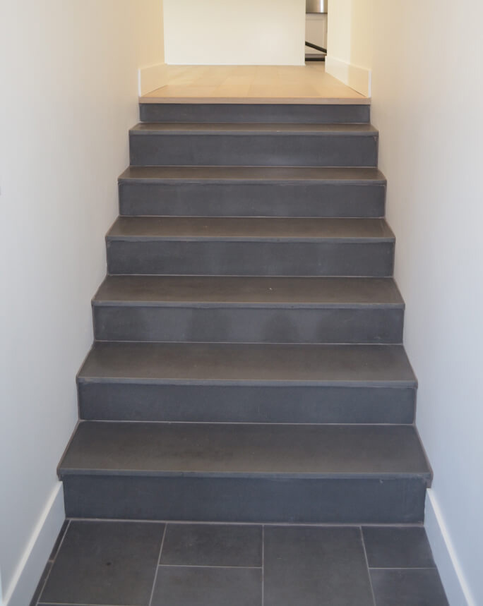basalt stone step and riser honed finish
