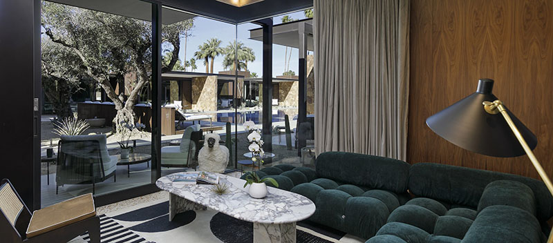 marble coffee table and lounge chairs