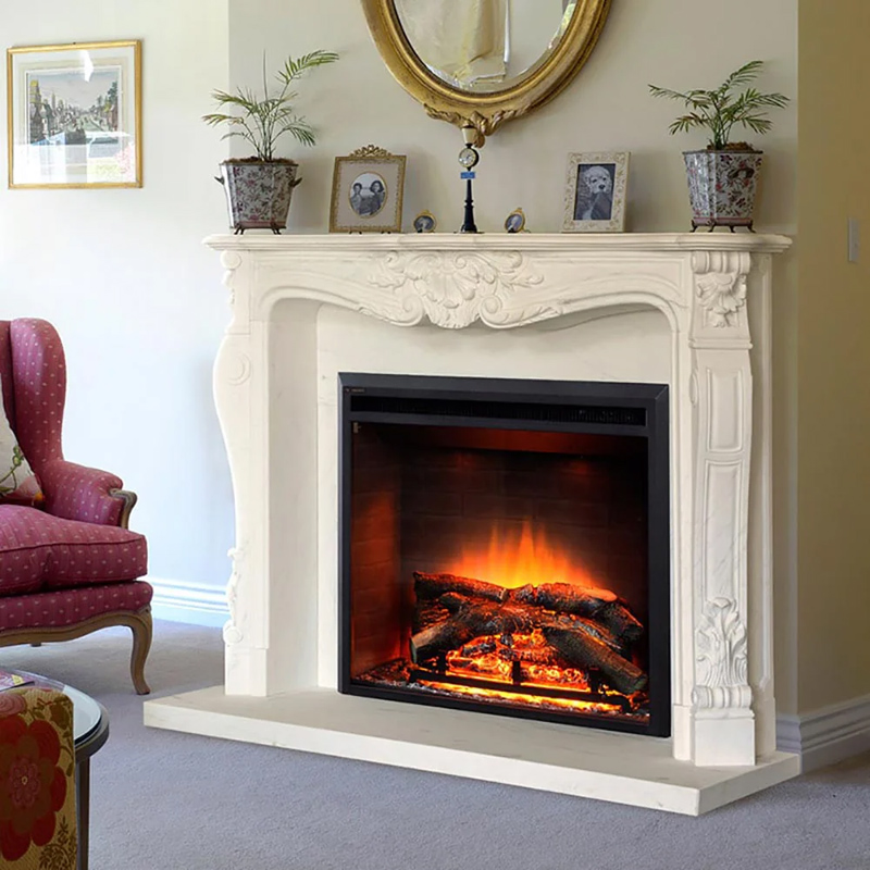 thassos white marble fireplace mantel