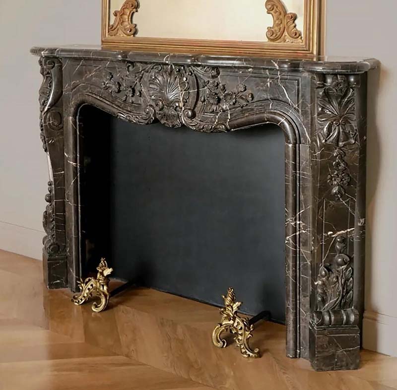 Emperador Dark marble fireplace mantel