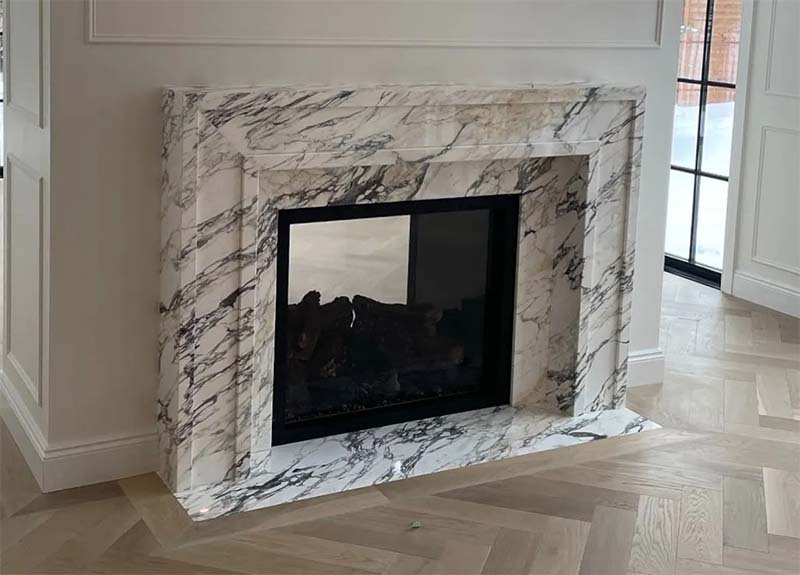 marble calacatta monet fireplace mantel