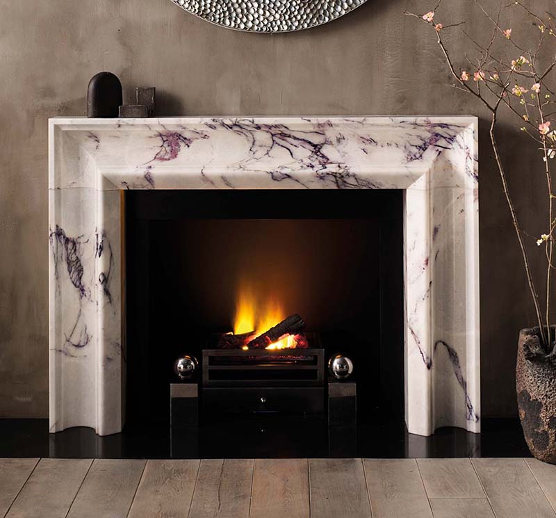 marble lilac fireplace mantel